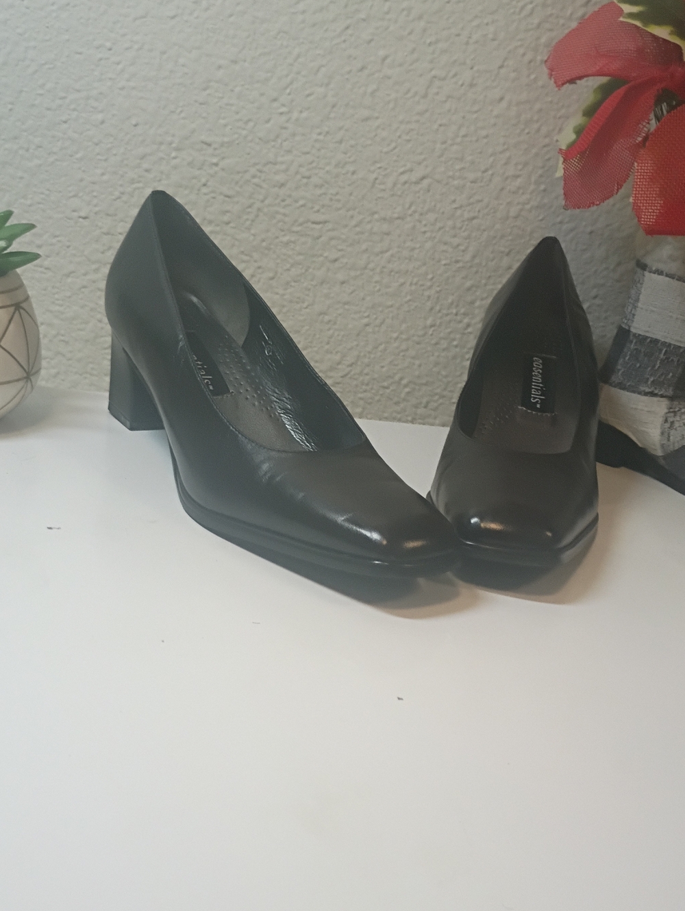 Essentials Black Block Heel Pumps